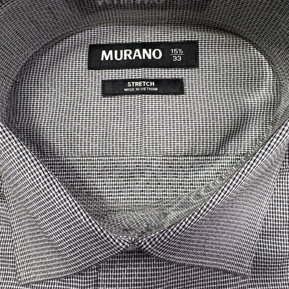 NWT Murano Stretch Micro Houndstooth Dress Shirt Office Business Modern 15.5 33 - Picture 2 of 6